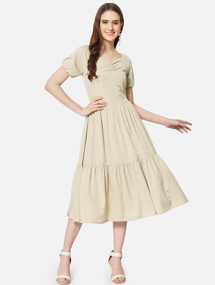 women's solid tiered dress