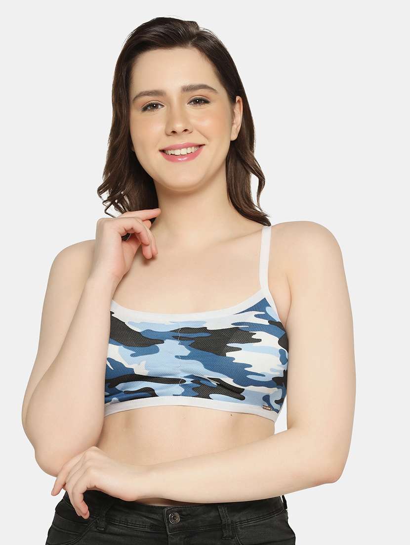 blue cotton cage bra