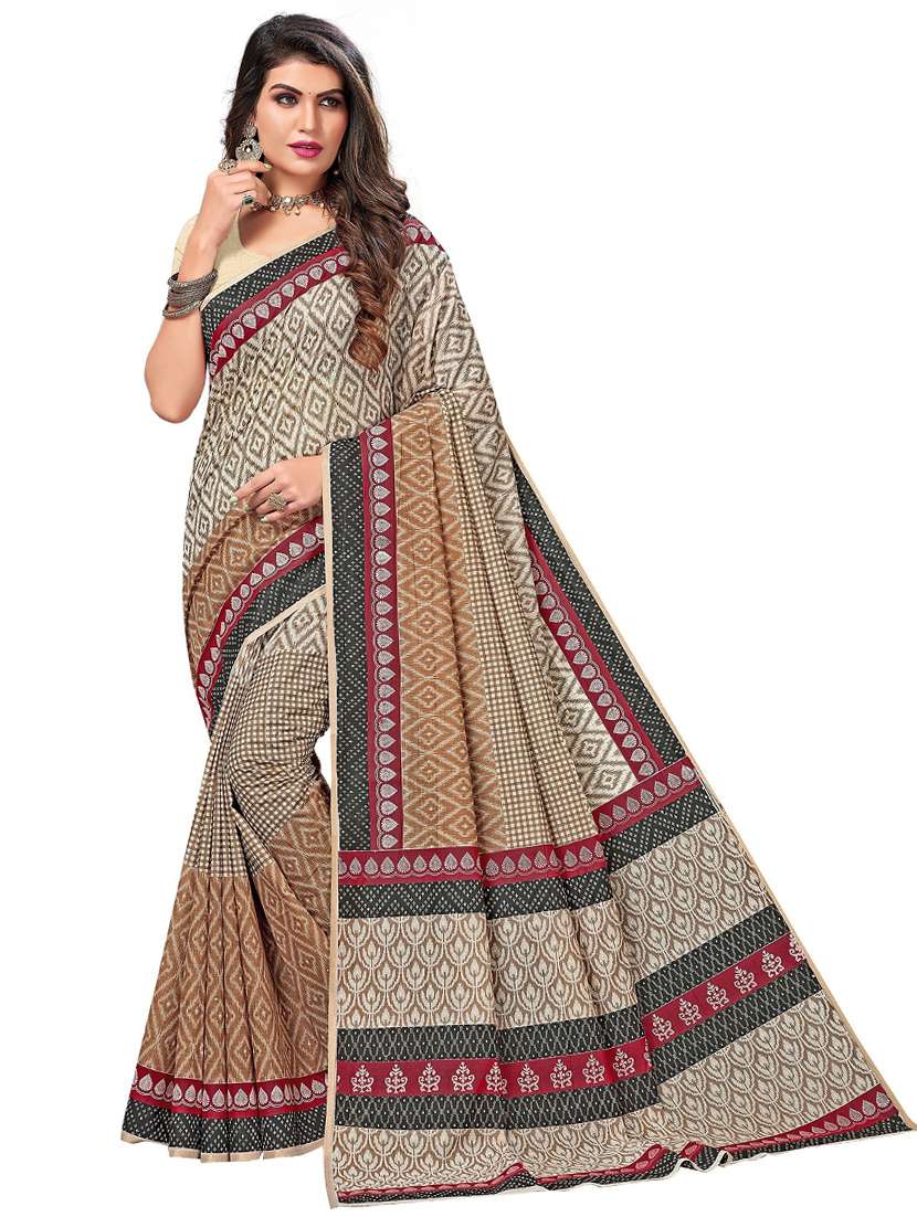 women's printed multi colored saree with blouse