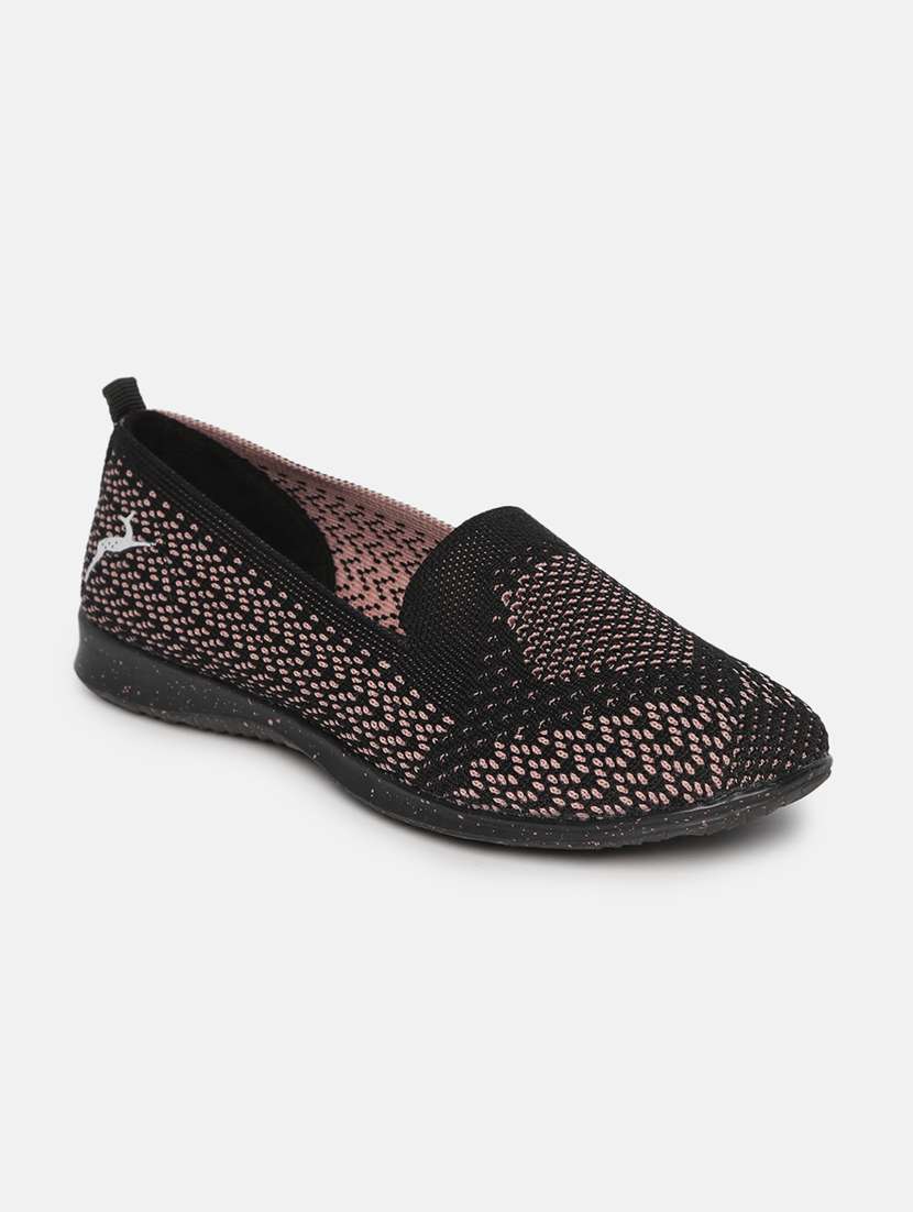 black fabric slip on casual shoes