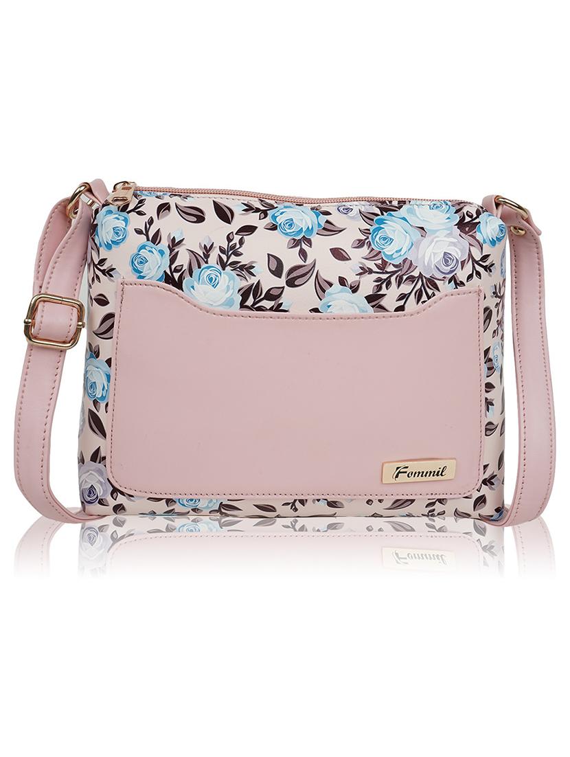 pink leatherette (pu) sling bag