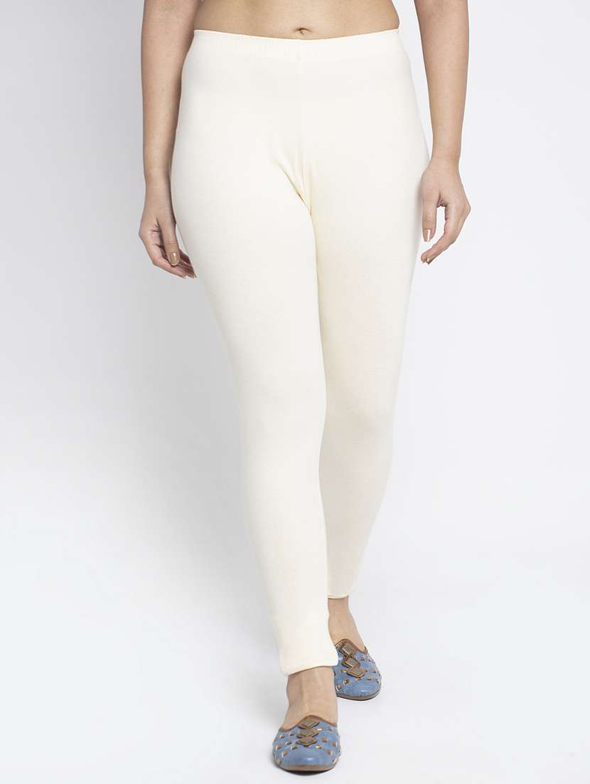 white cotton lycra leggings