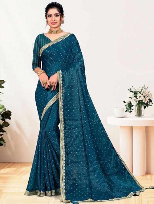 women's embroidered saree with blouse - 19783820 - Very Small Image - 1