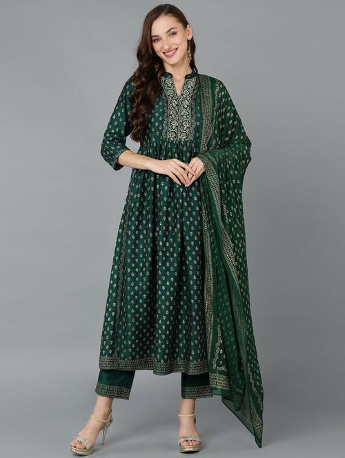 printed kurta pant set with dupatta - 19818301 - Very Small Image - 1