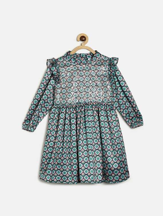 girls round neck long sleeves frock
