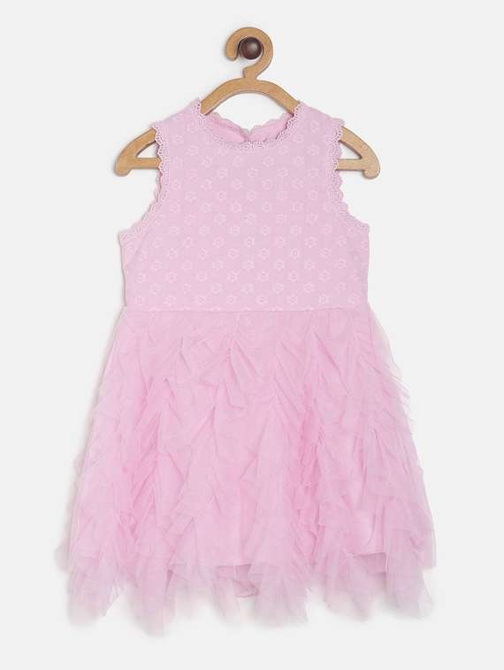 girls round neck long sleeves frock