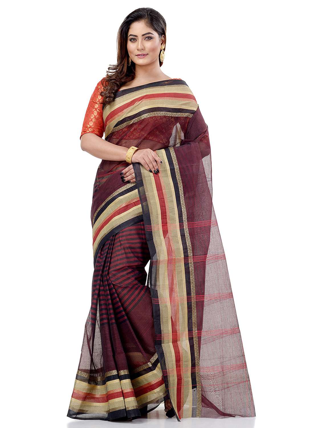 women's self design multi colored saree