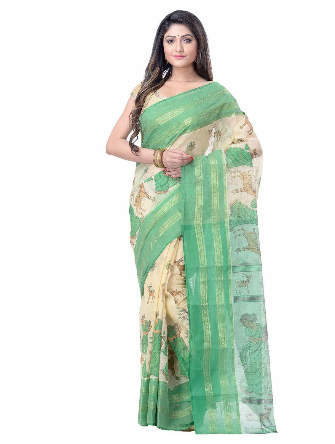 women's kalamkari green colored saree