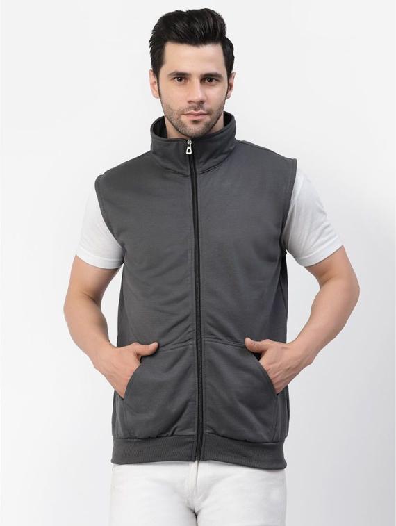 men sleeveless solid casual jacket
