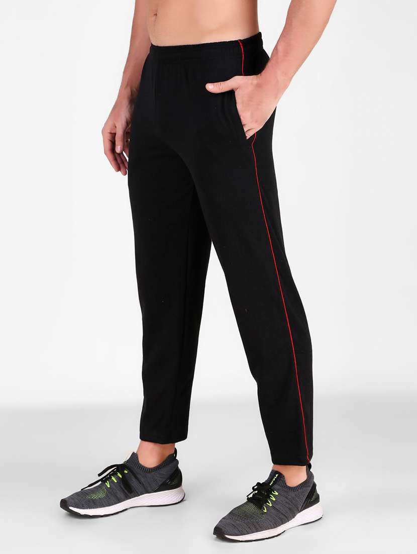 men black cotton blend track pant
