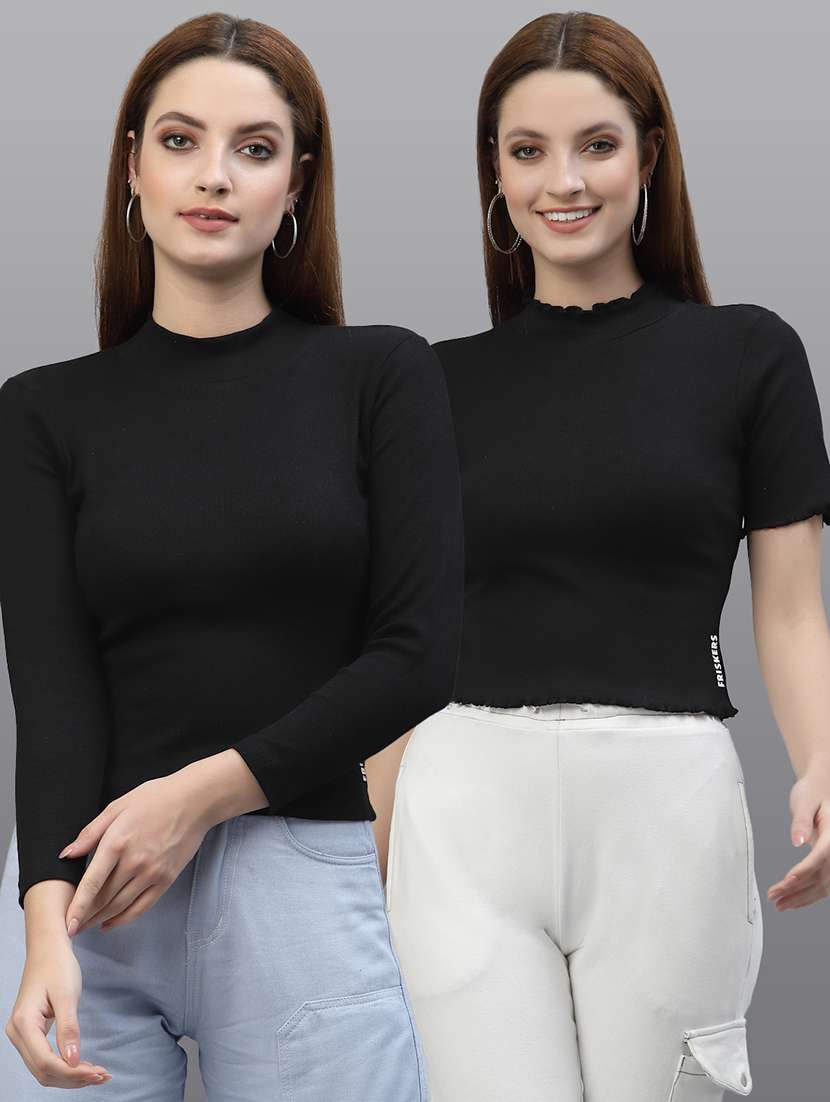 women set of 2 black casual top