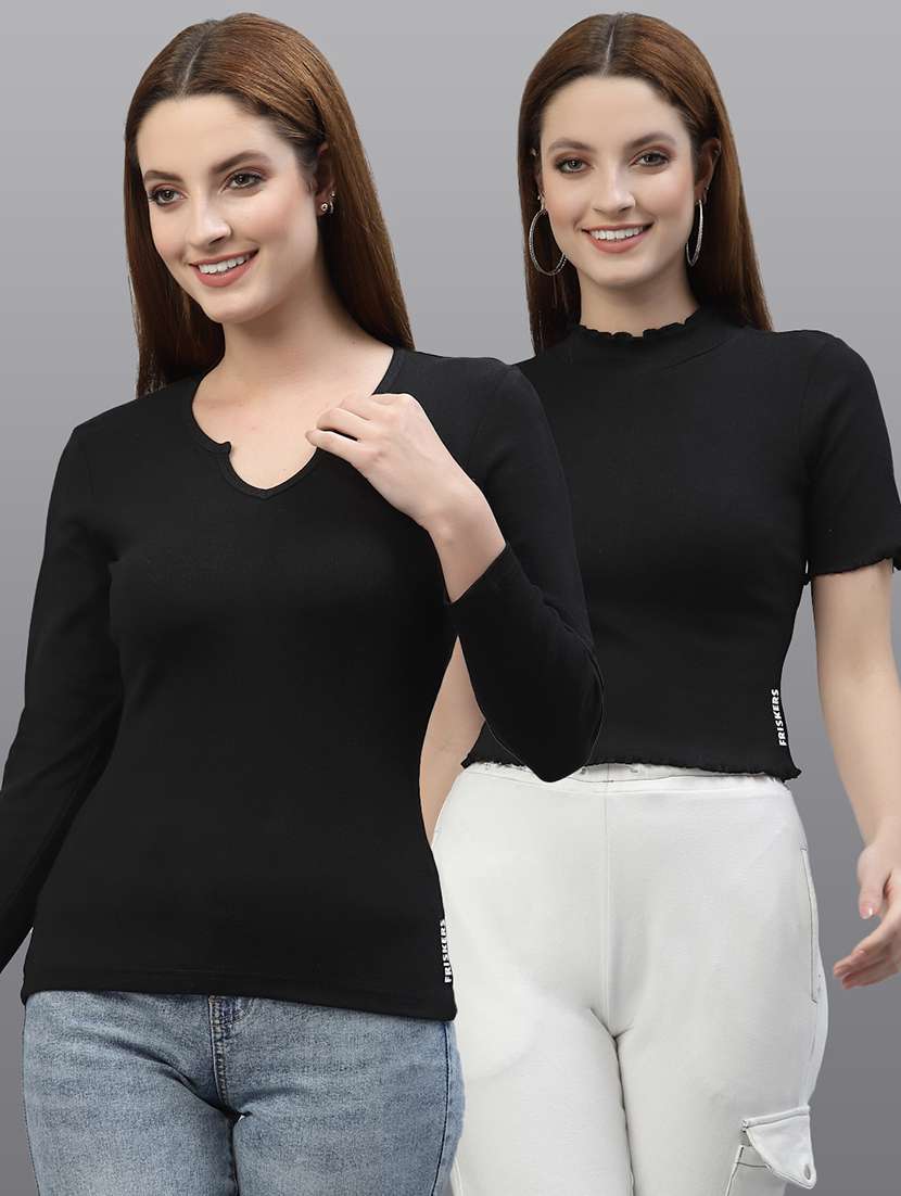 women set of 2 black casual top