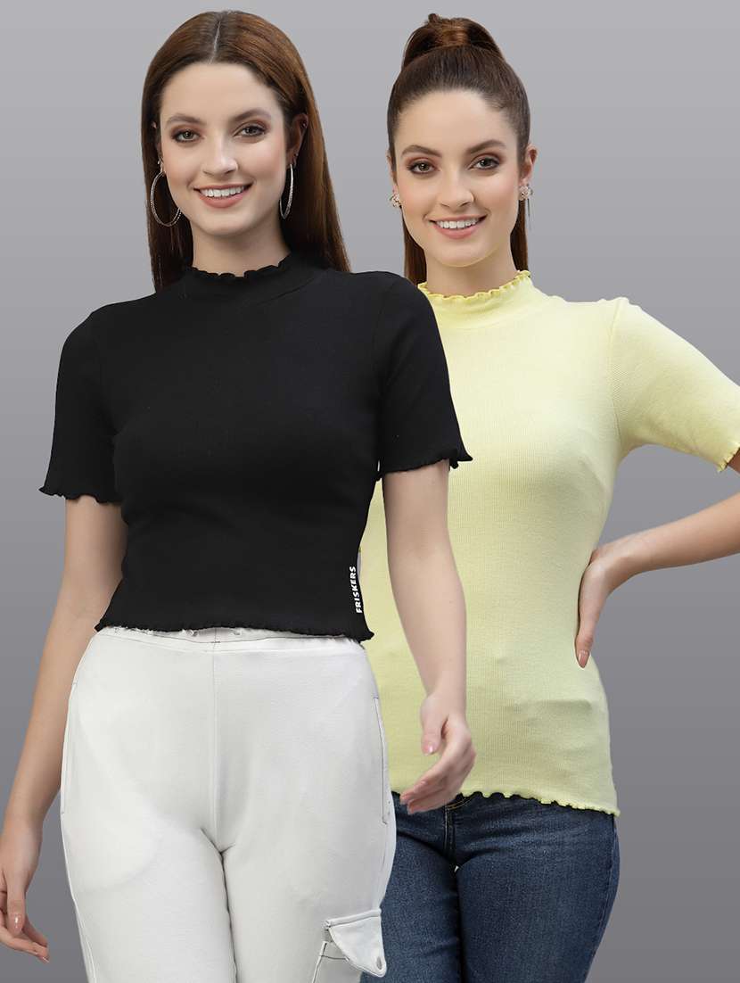women set of 2 multi coloured casual top
