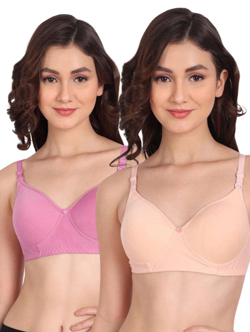 pack of 2 solid multi colored t-shirt bra
