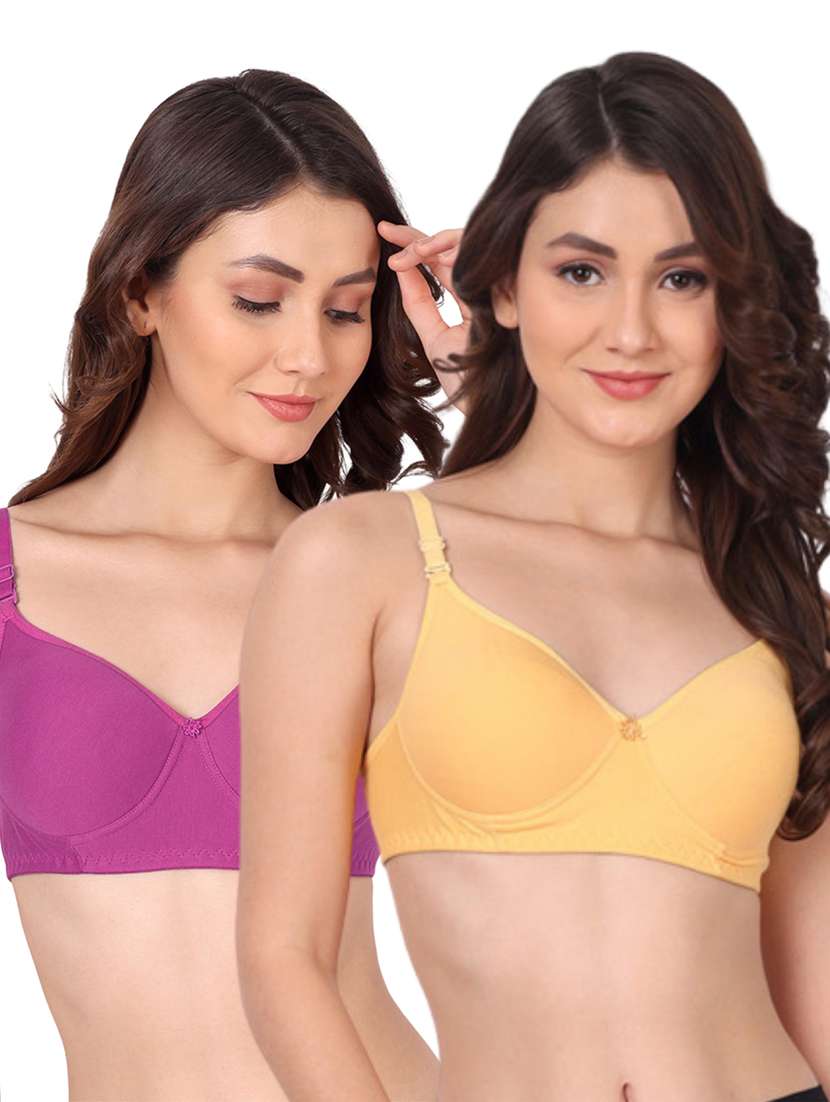 pack of 2 solid multi colored t-shirt bra