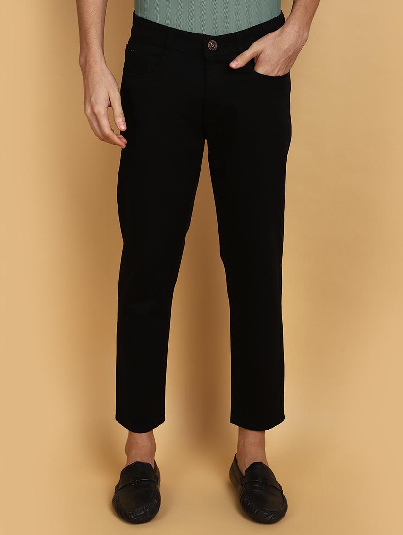 men mid rise solid chinos casual trouser