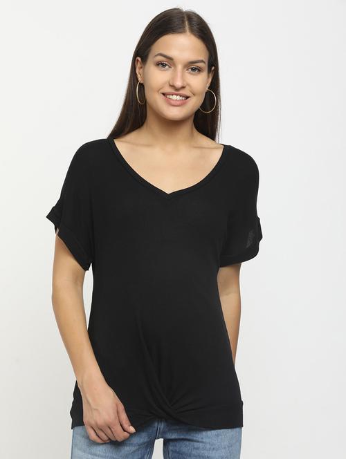 women black solid regular top - 20812255 - Very Small Image - 1