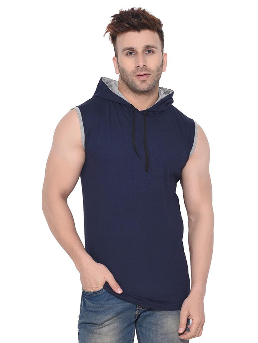 dark blue cotton blend t-shirt