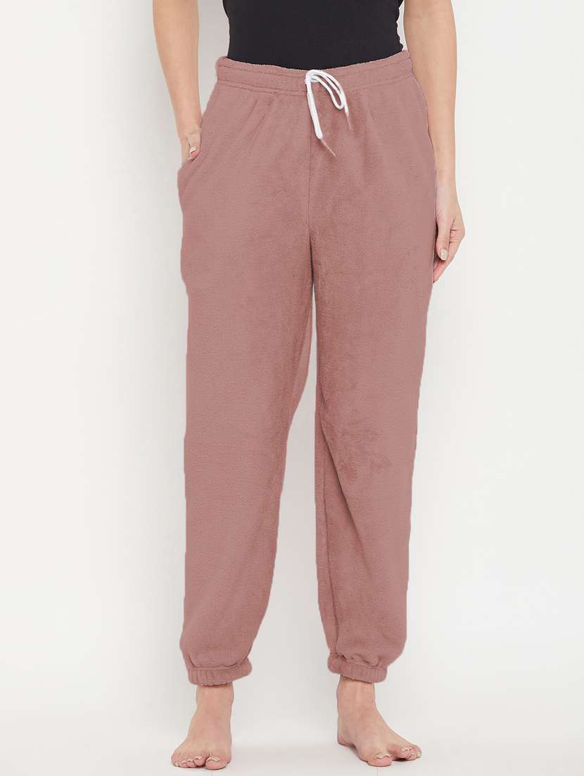 brown fleece joggers bottom wear