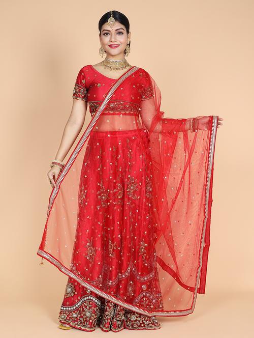 women red embroidered dupatta - 20857655 - Very Small Image - 1