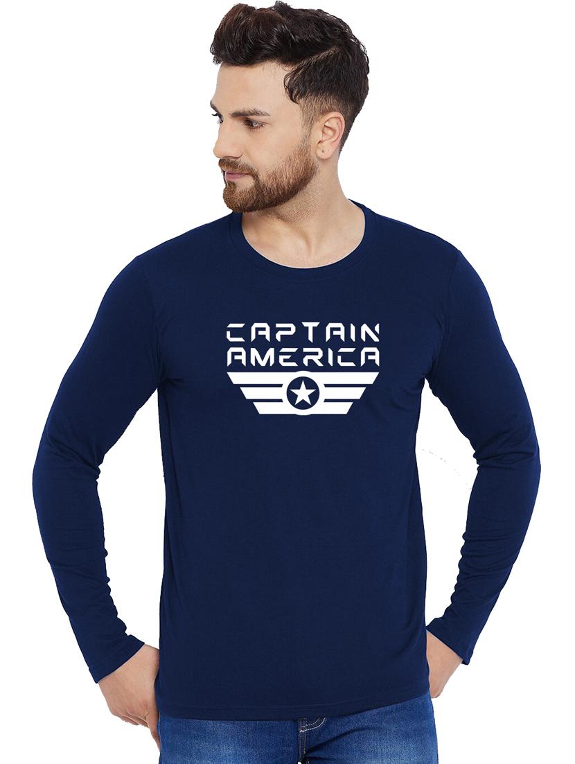 navy blue cotton front print tshirt