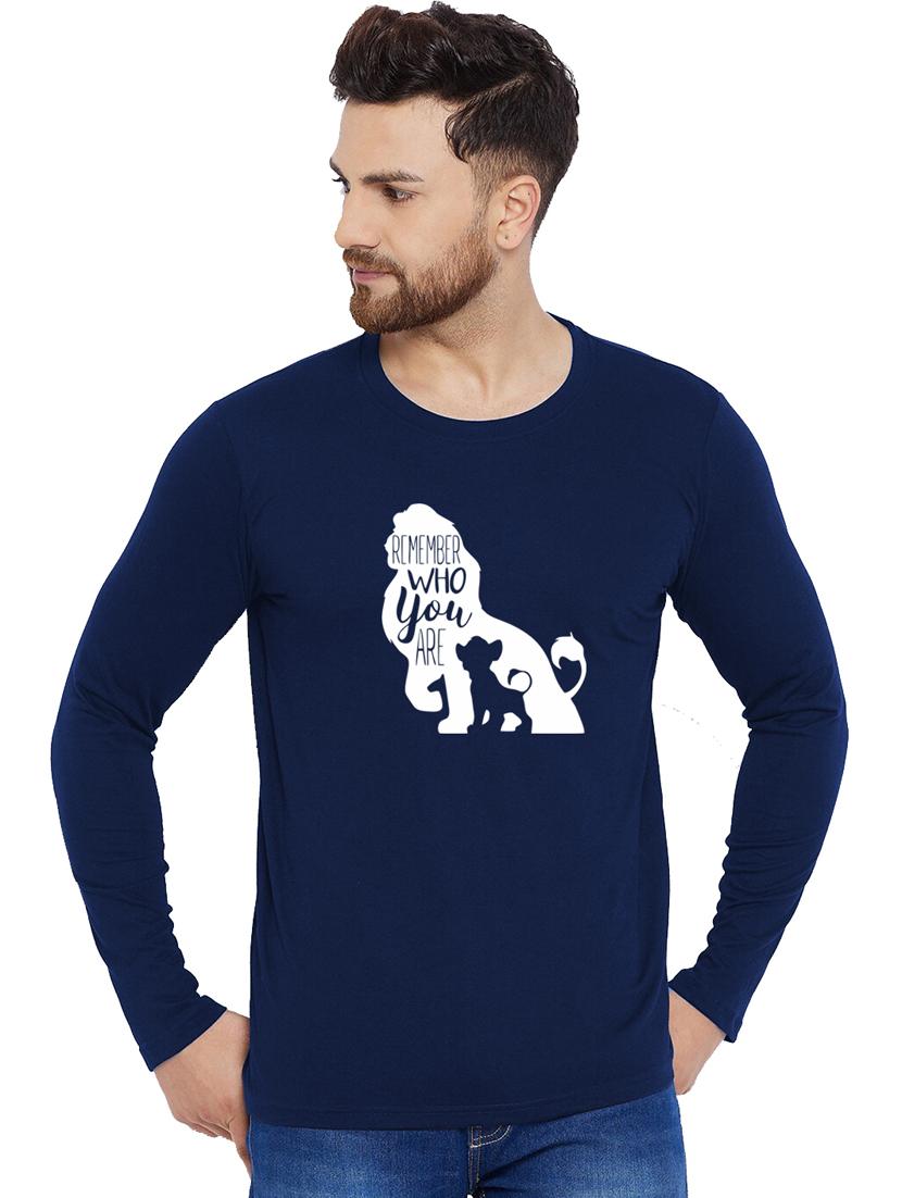 navy blue cotton front print tshirt