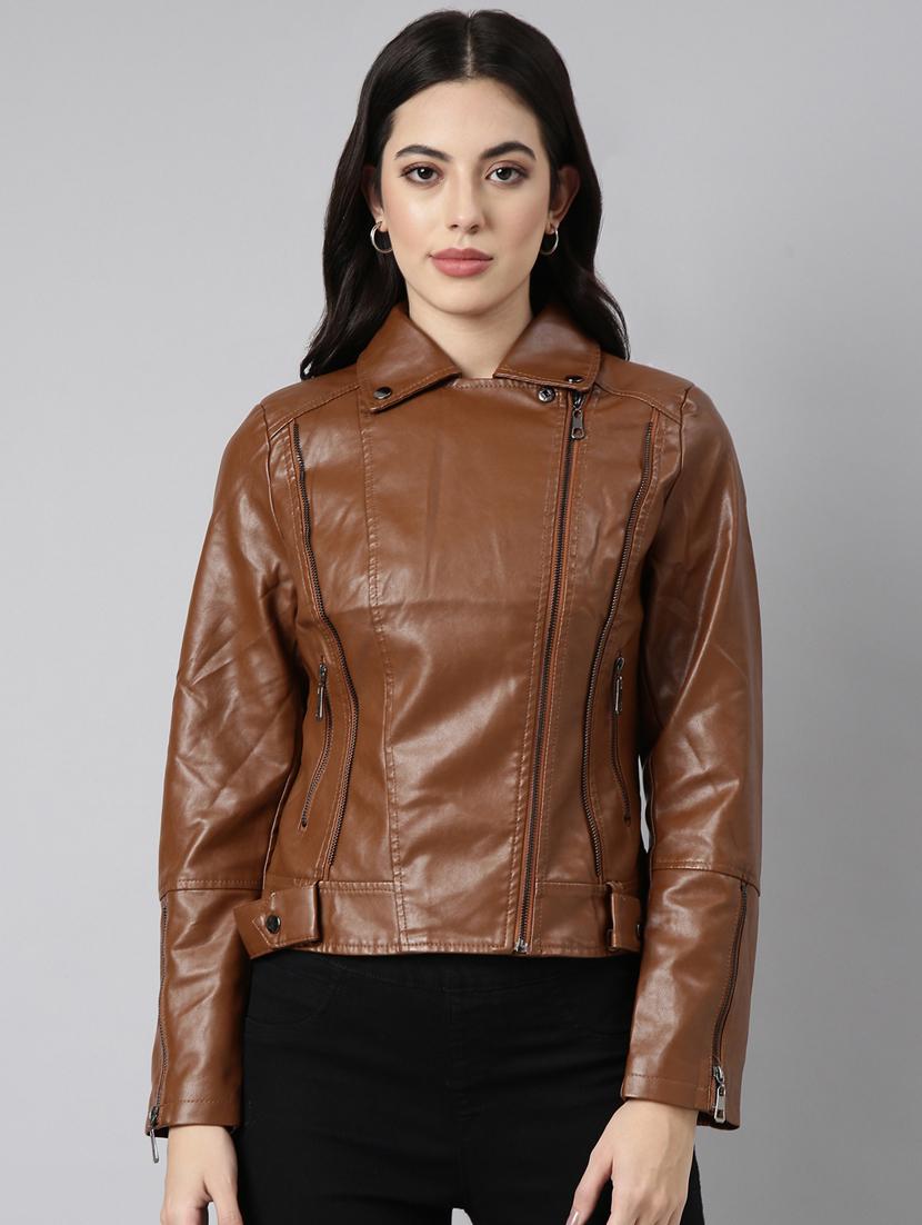 brown leather bomberbiker jacket