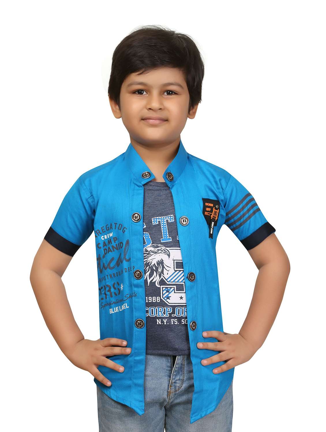 boys typographic jacket with attached t-shirt