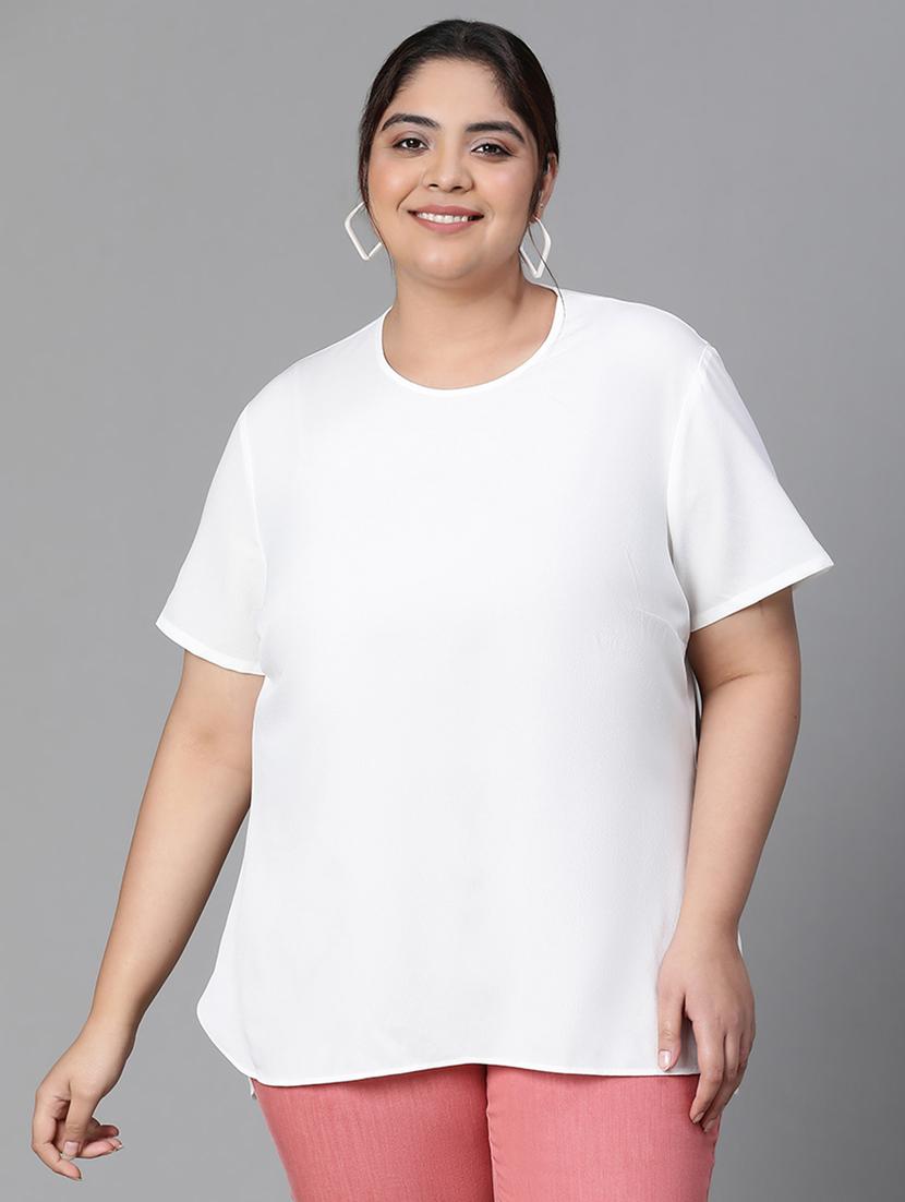 plus size women solid short sleeves top