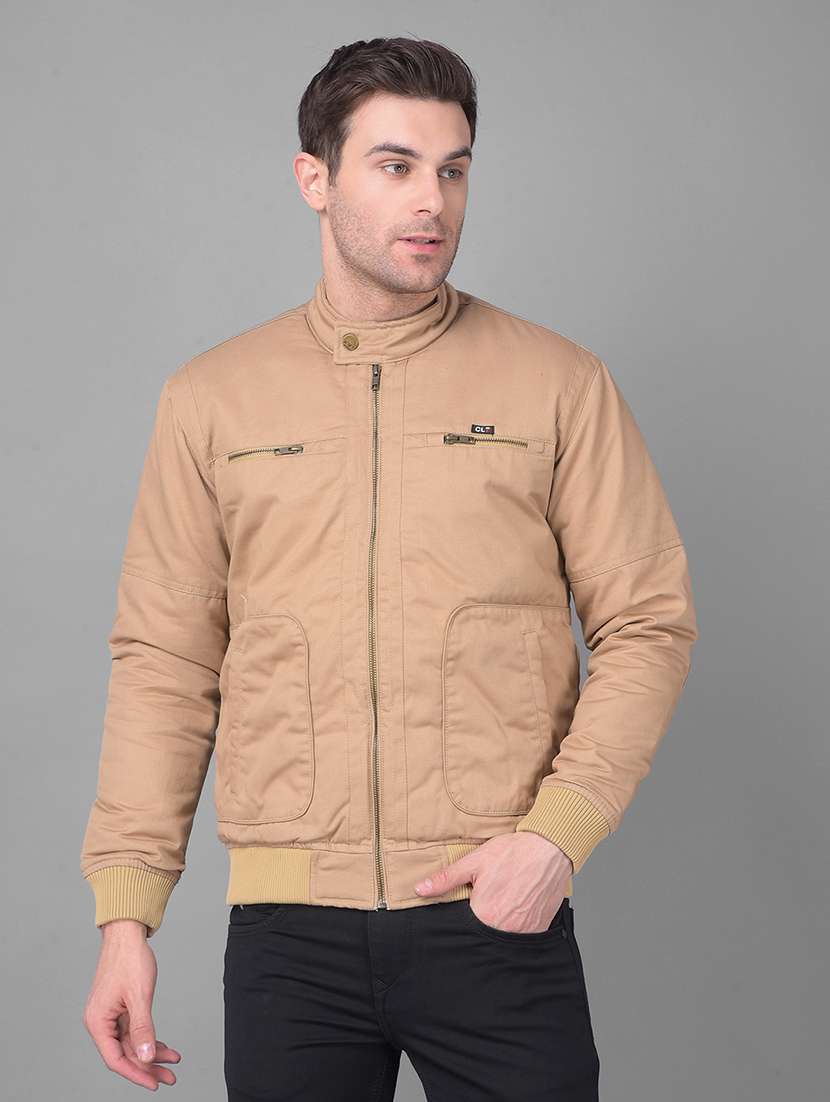 khaki cotton casual jacket