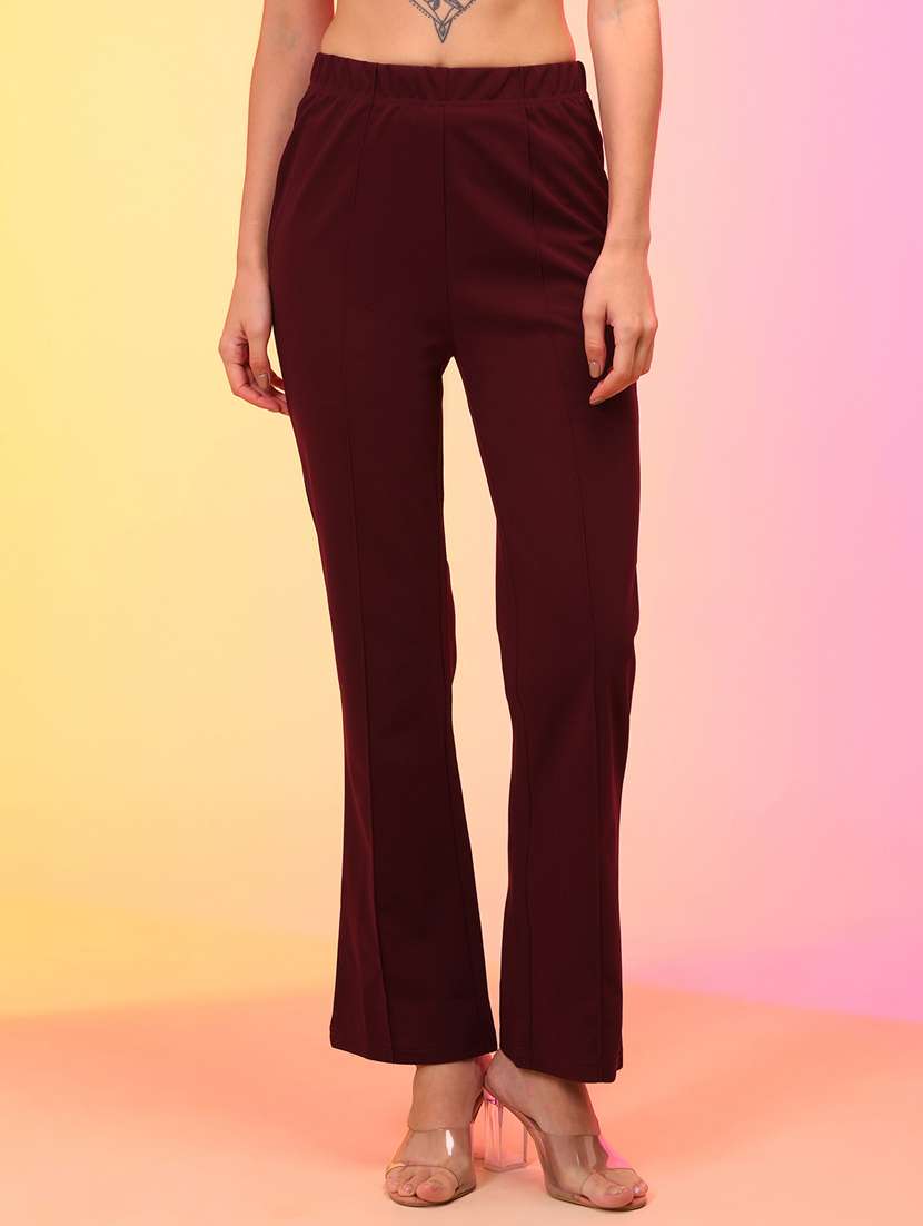 solid maroon bootcut trouser