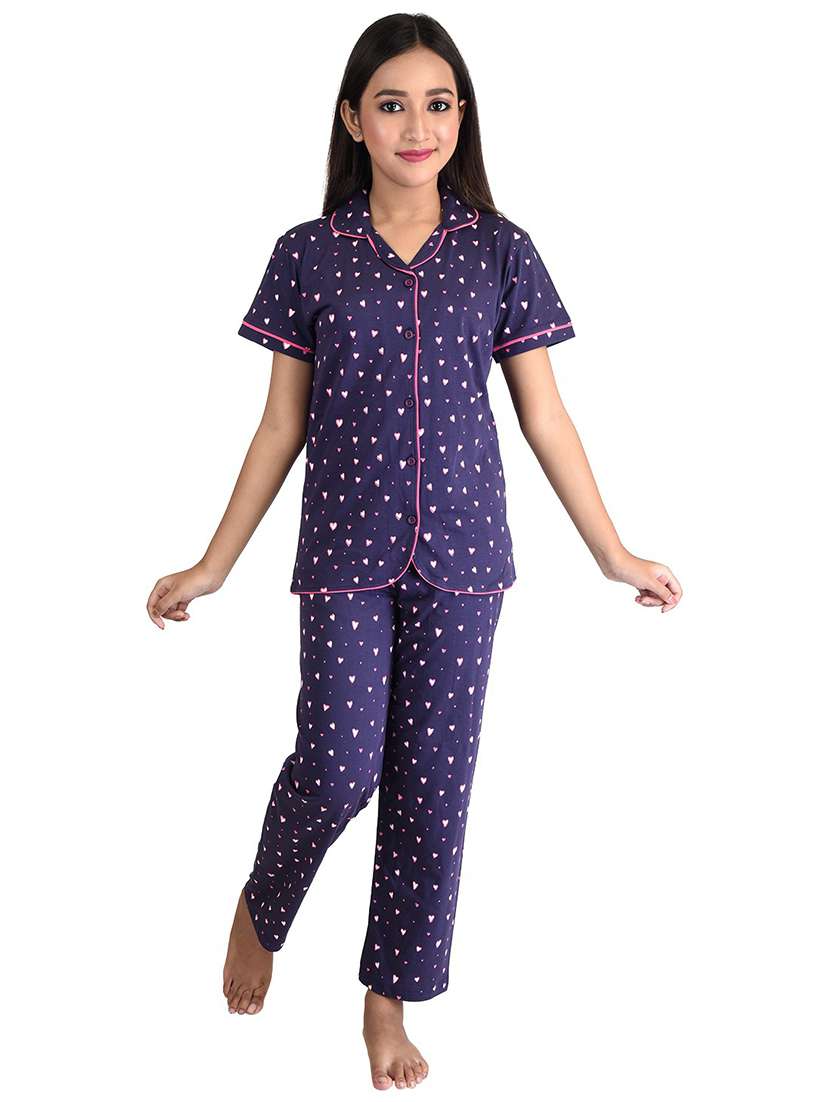 girls printed cotton pyjama nightwear set