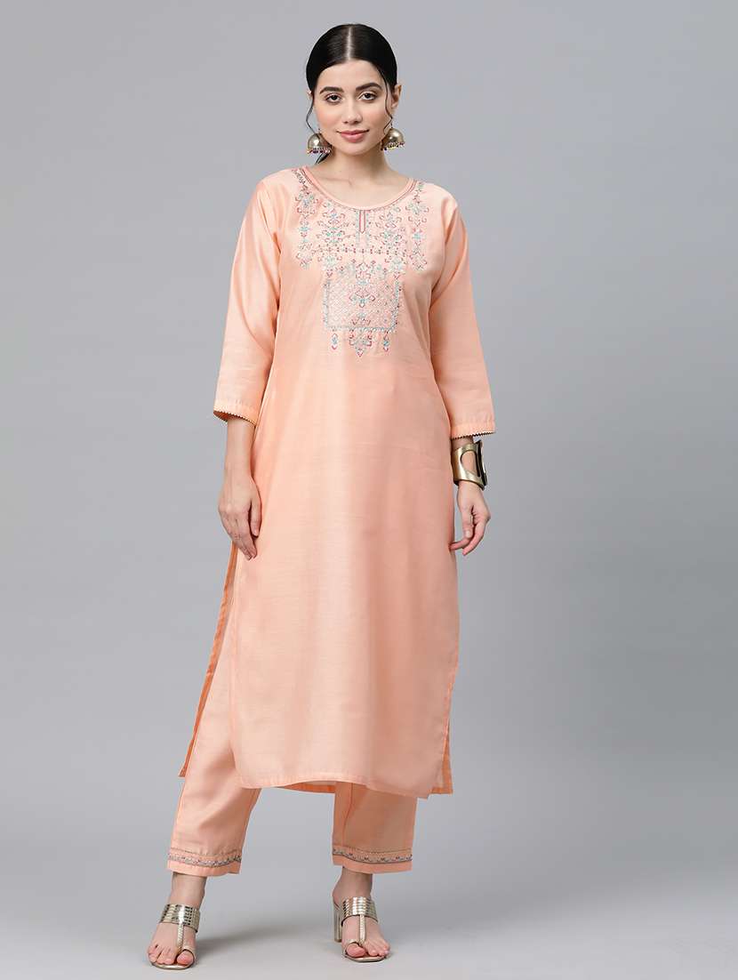 women round neck kurta pant set