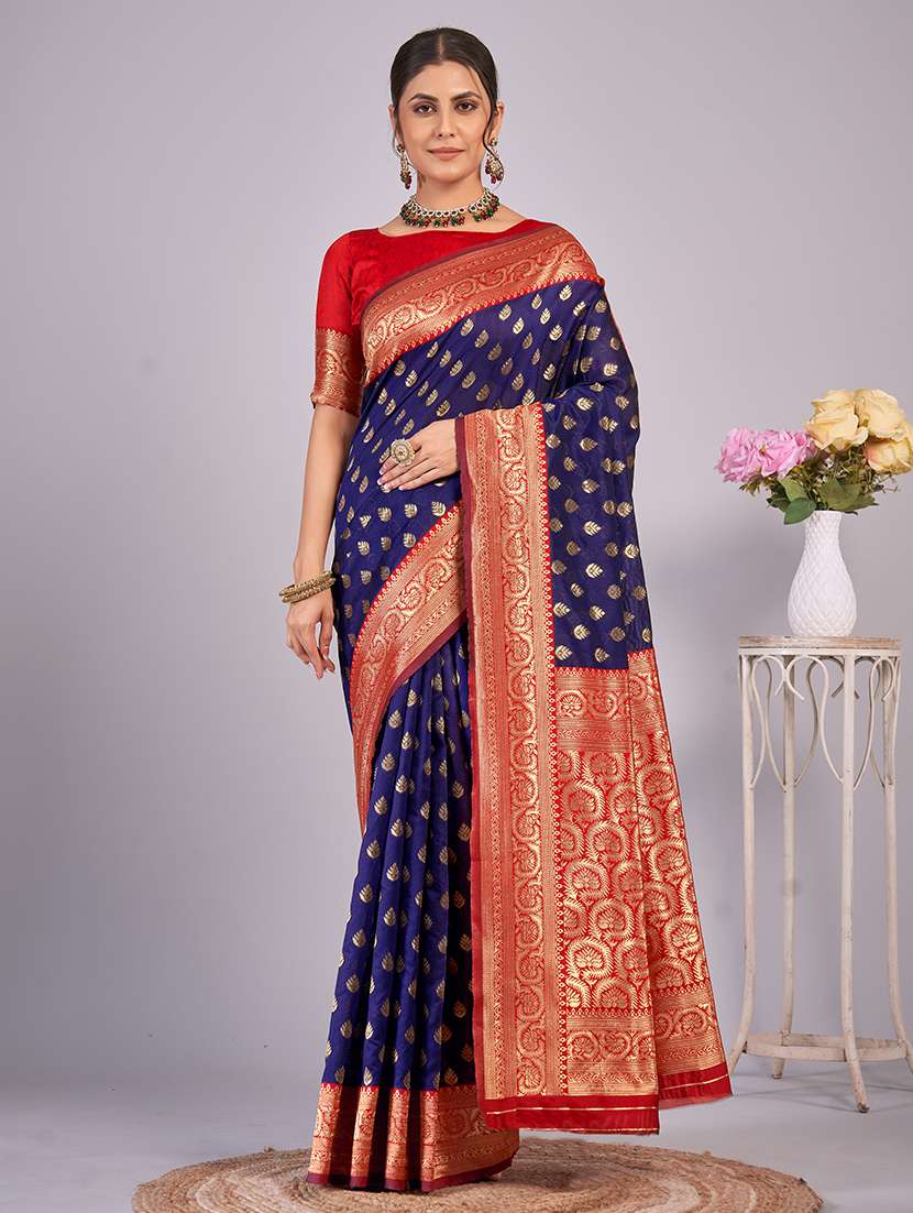 women self design banarasi saree with blouse