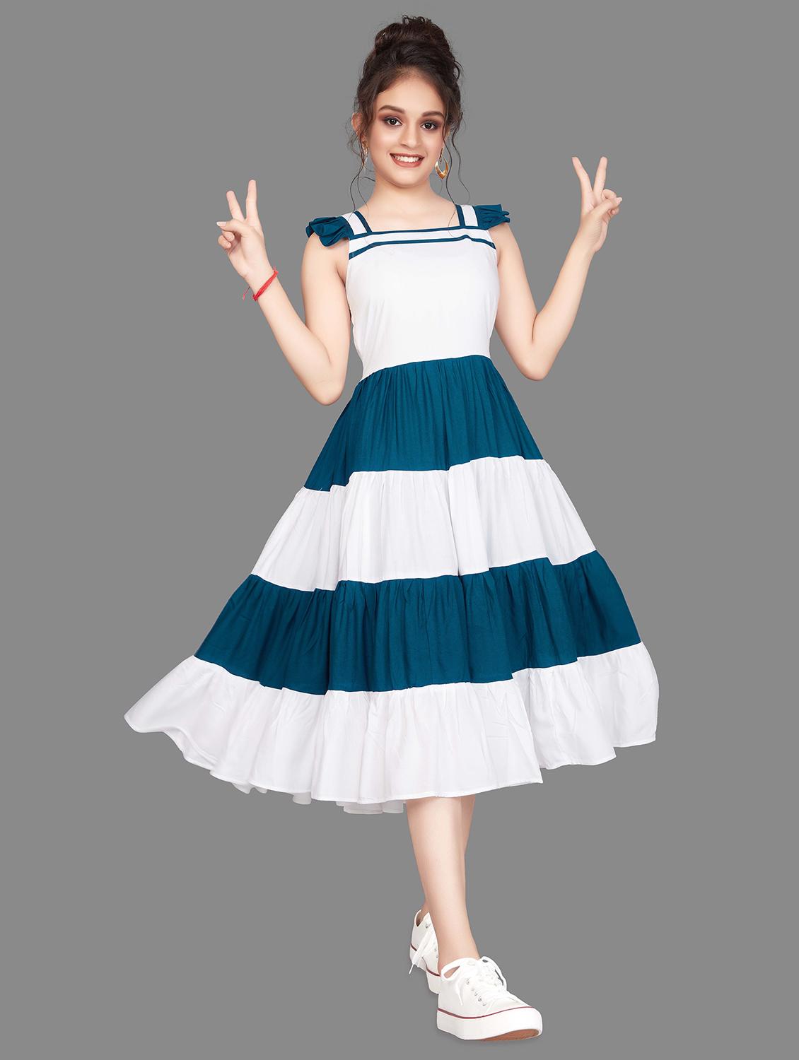 multi colored crepe fit & flare dress