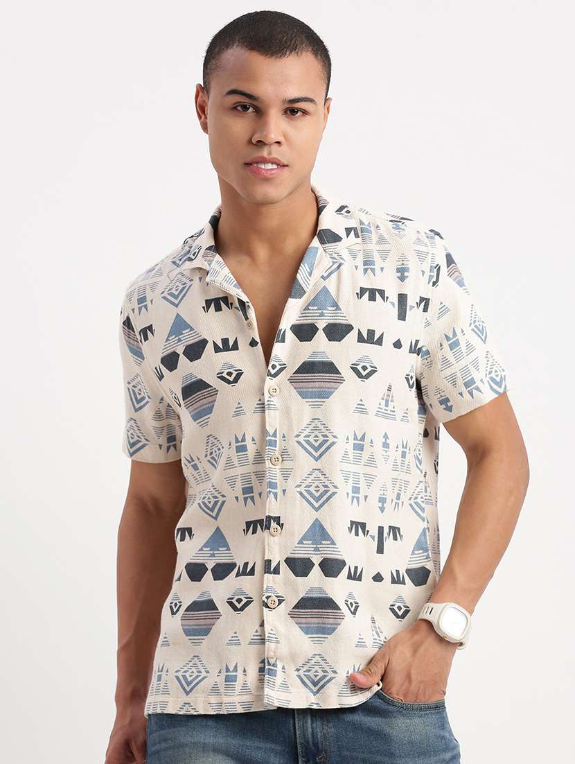 men printed casual shirt