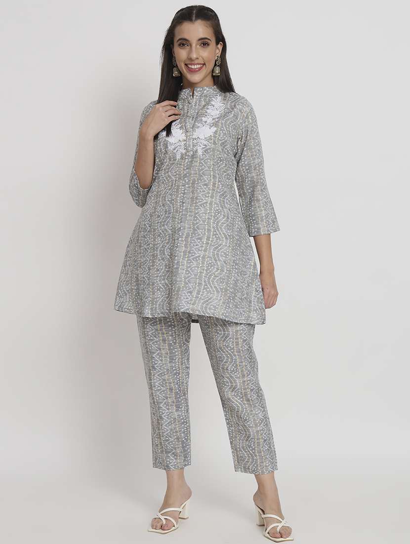 women grey kurta pant set