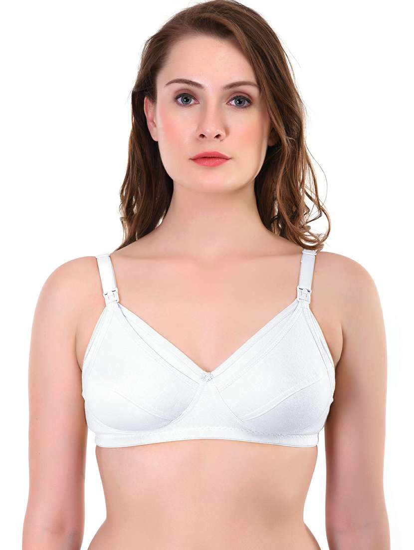 white cotton blend maternitynursing bra