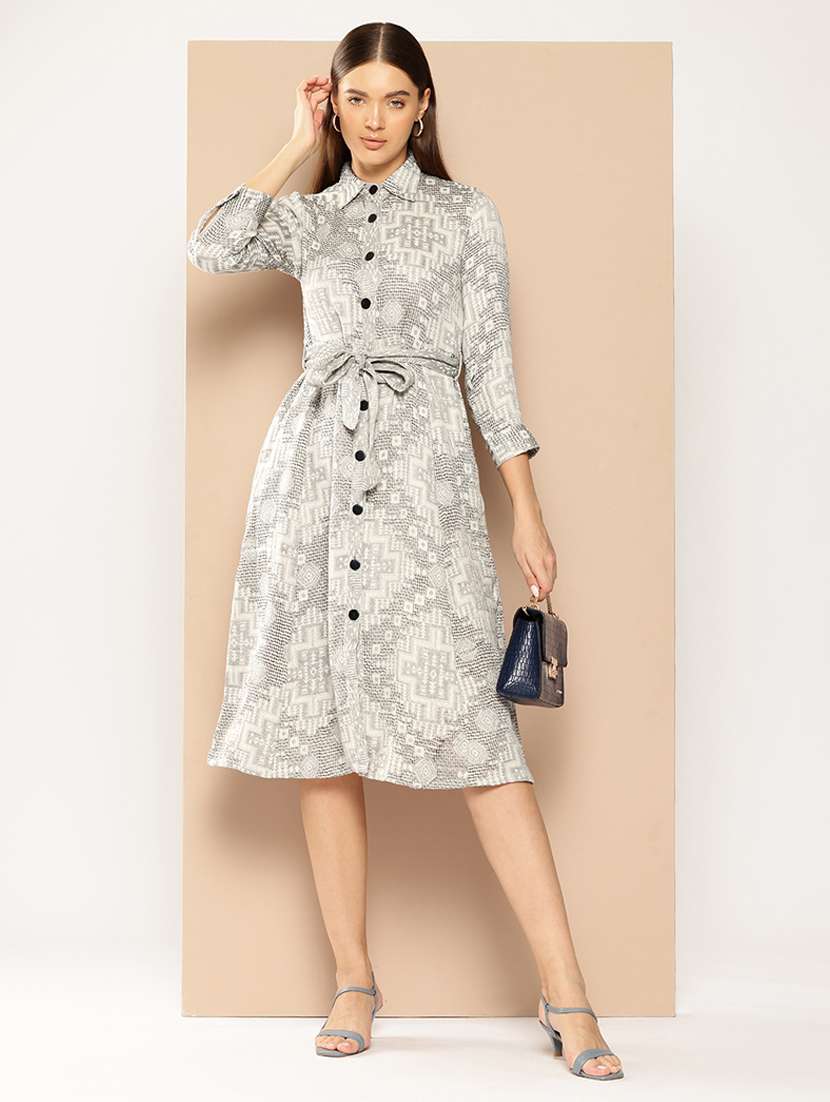 women off white cotton a-line dress