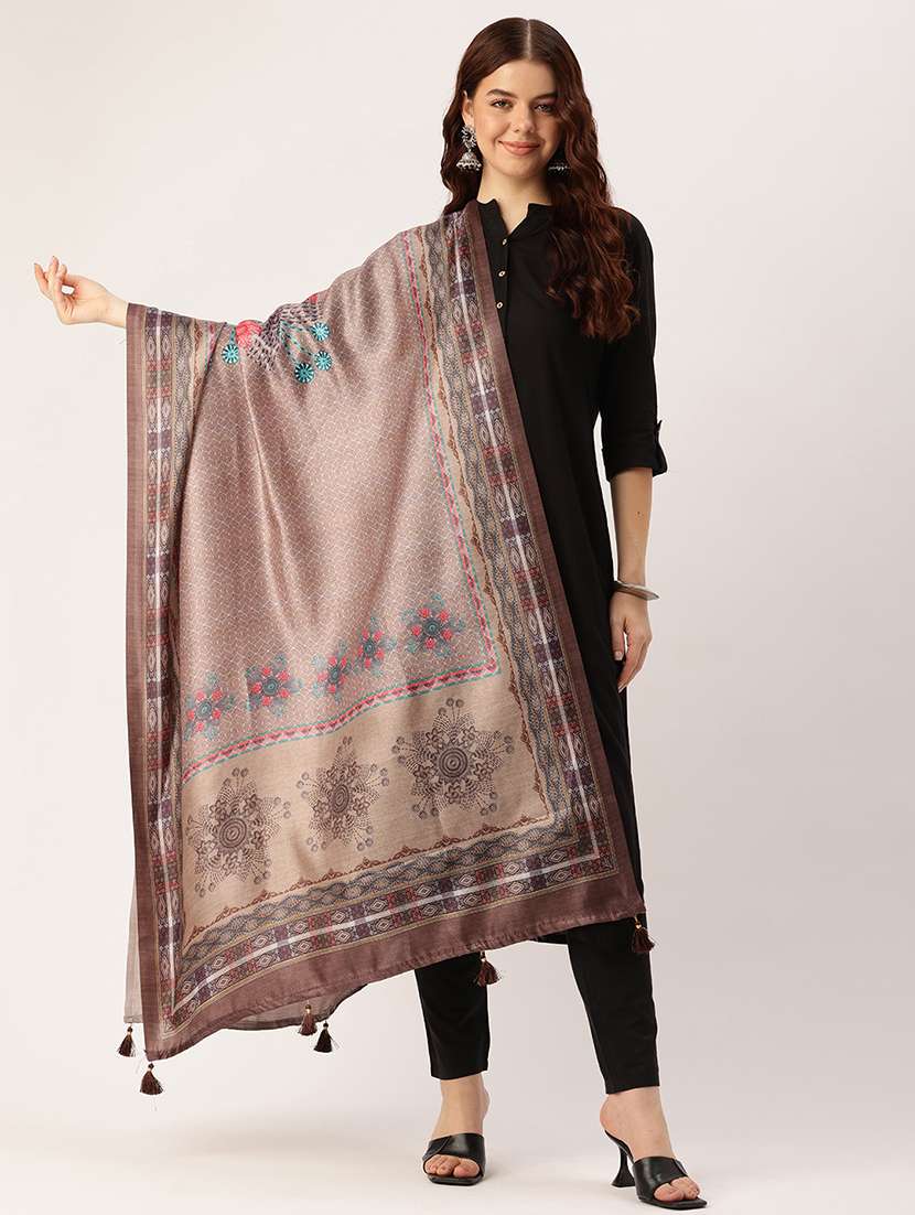 women multi color printed dupatta