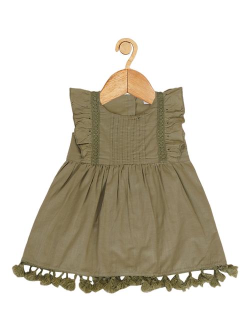 kids olive cotton frock - 21451159 - Very Small Image - 1