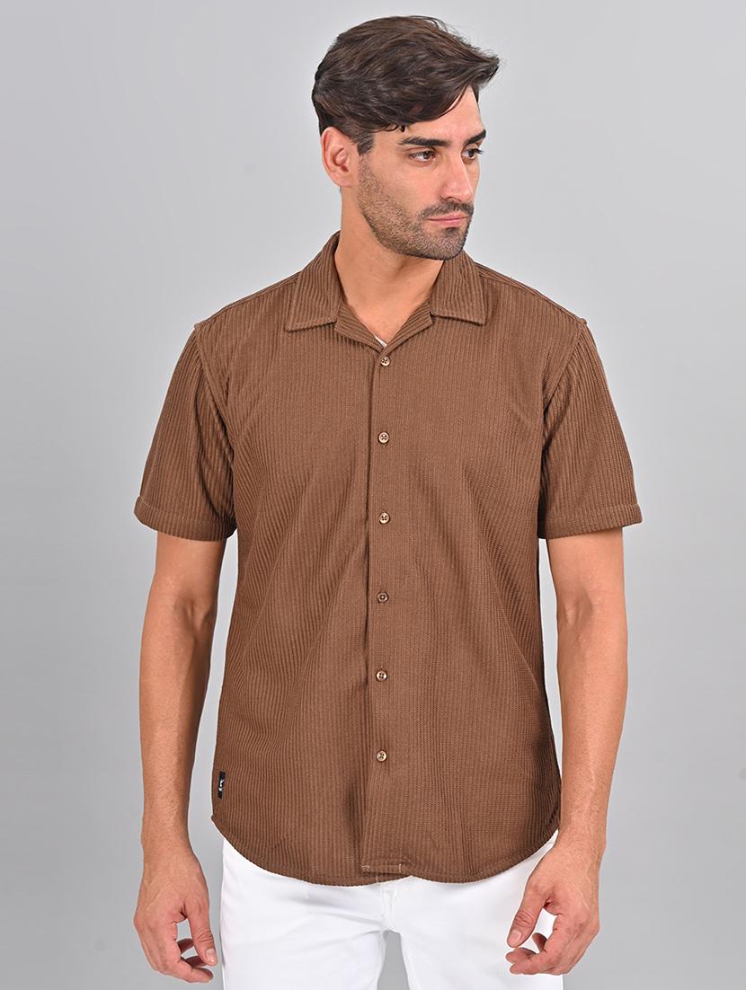 men self design cuban collar shirt