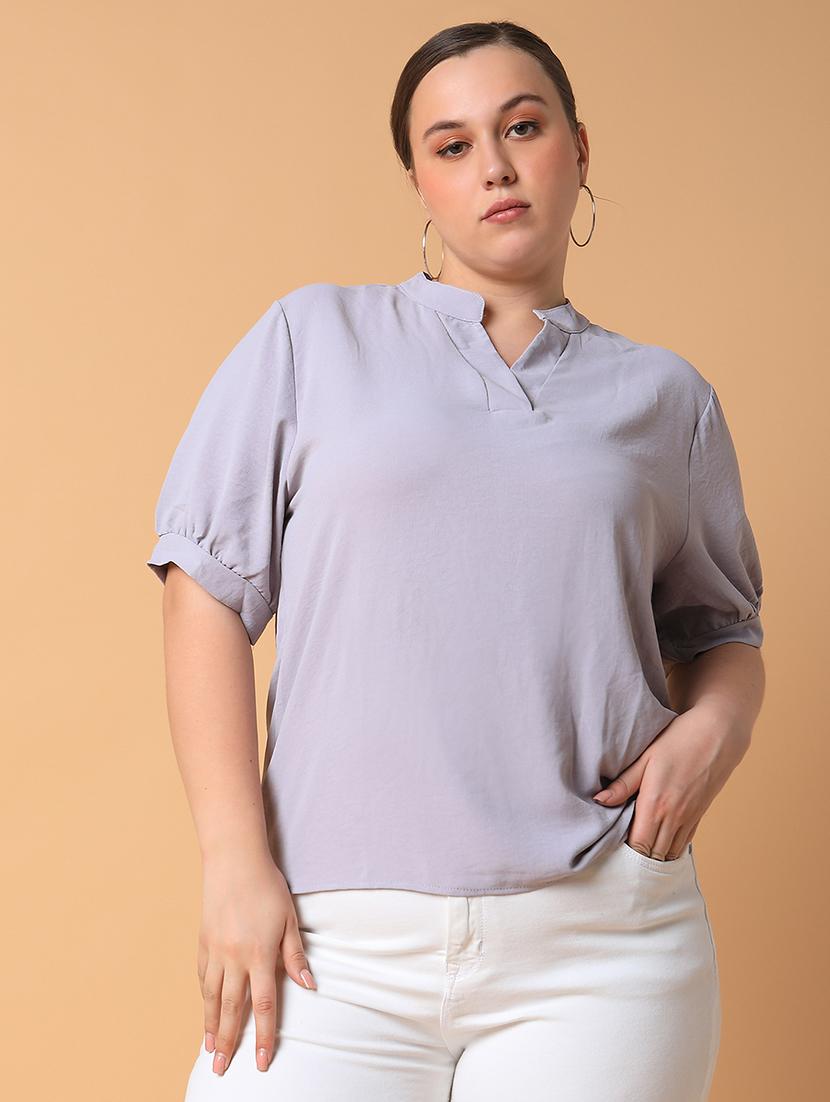 women plus size solid regular fit top