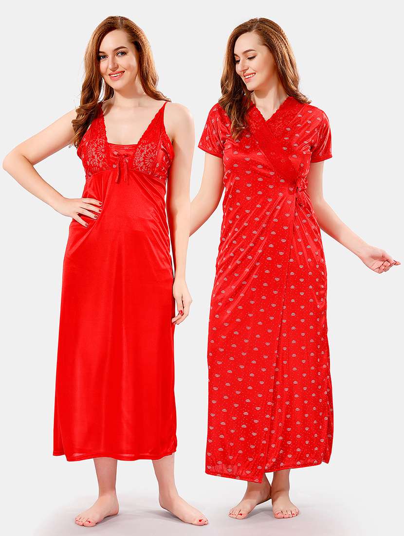 women printed nighty with robe