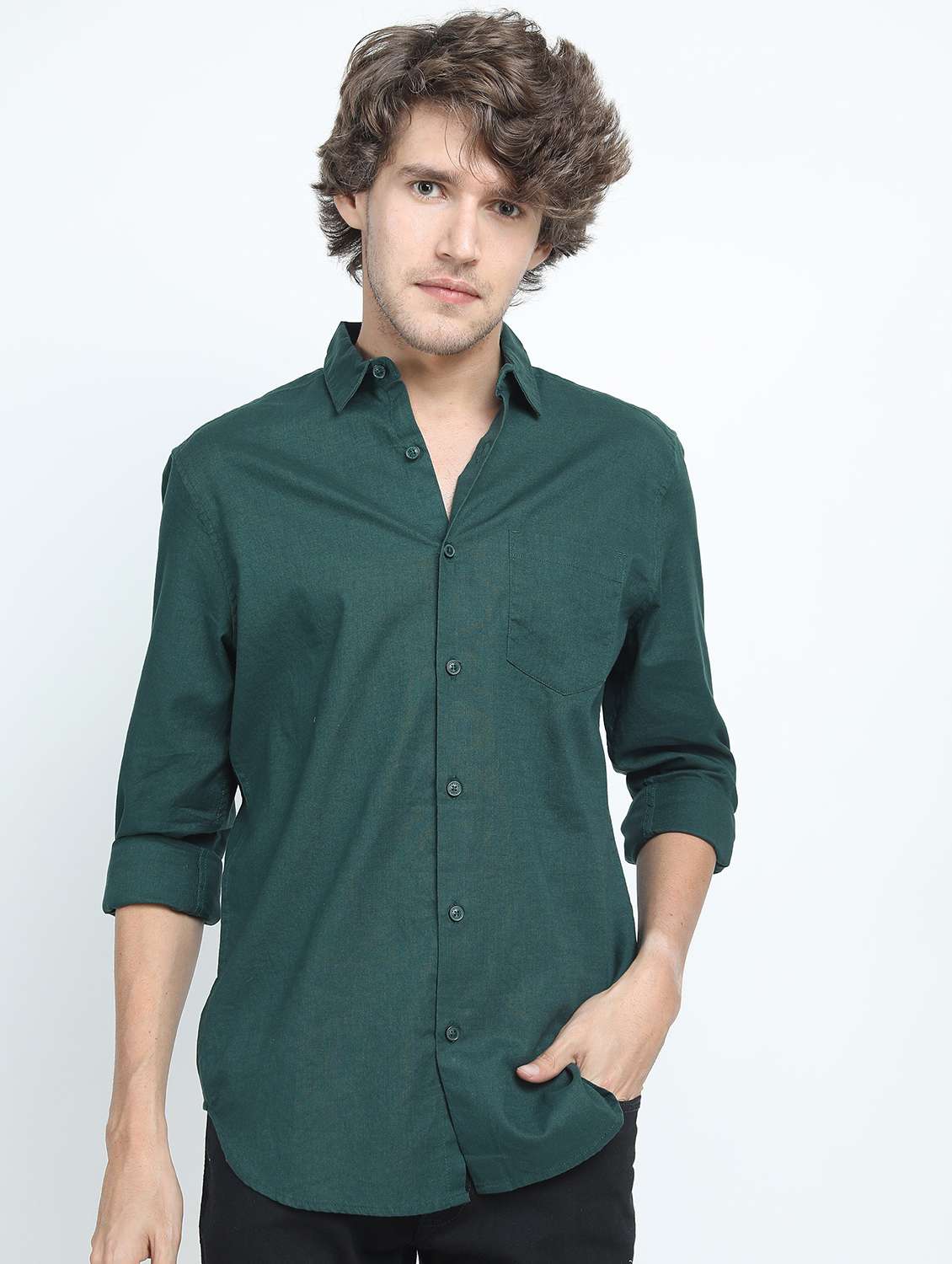 men long sleeved solid casual shirt