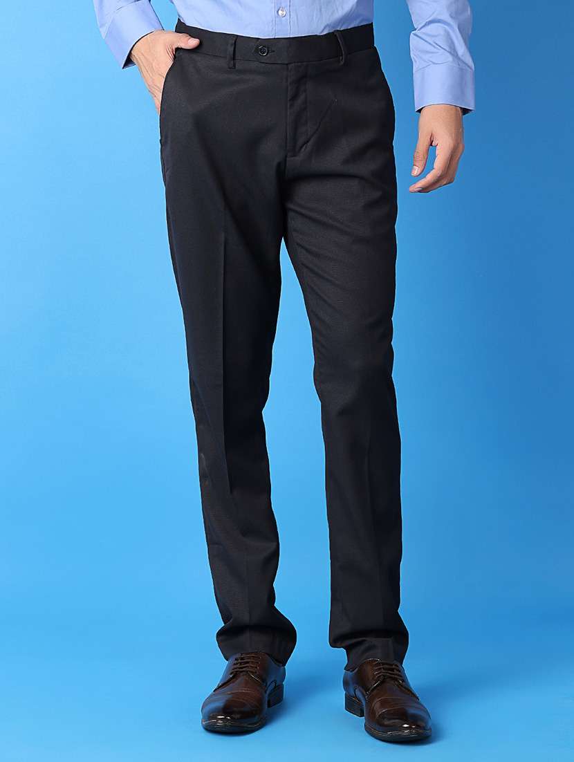 men solid flat front formal trouser