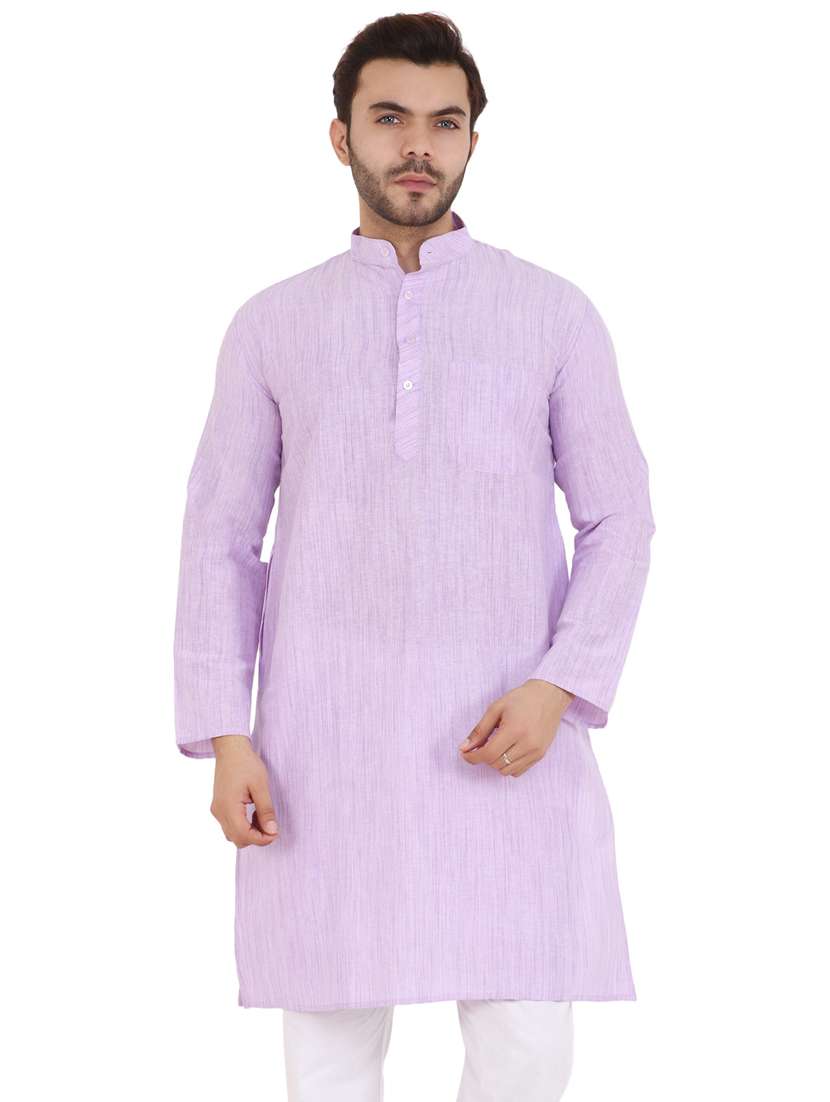 men solid mandarin neck long kurta