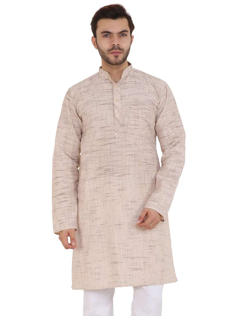 men solid mandarin neck long kurta