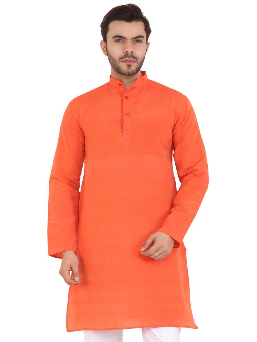 men solid mandarin neck long kurta
