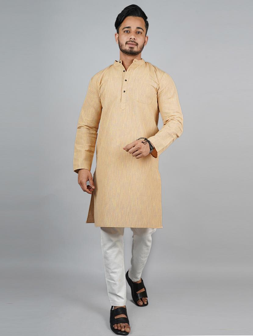 men melange long sleeves kurta
